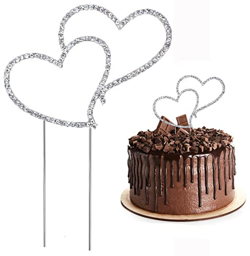 Kuchen Topper Love Kuchendeckel Kuchendekoration Tortendeko Herz, Hochzeitstortenstecker, Tortendekoration, Legierung Galvanisierung Strass Tortenaufleger-Silber