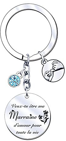 Cadeau de Marraine Porte-clés de Marraine d'anniversaire Cadeau fête des mères pour Marraine «Veux-tu être ma MARRAINE d'amour pour toute la vie» Cadeaux de Noël