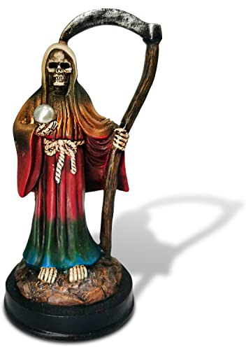 Redwix Santa Muerte Statue 12,7 cm, Sensenmann Statue in Regenbogengewand, Sensenmann Figur des Heiligen Todes
