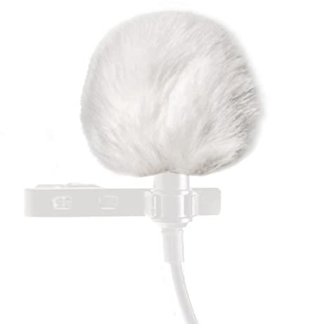 keepdrum 2x WS05-WH White Mini Fell-Windschutz für Lavalier-Mikrofone und Headsets in Weiss