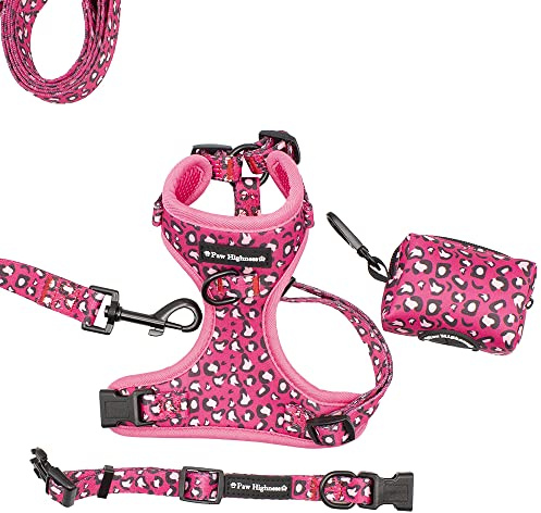 Paw Highness Dog Walking Harness, Collar, Leash & Poo Bag Holder Set in Pretty In Pink Small