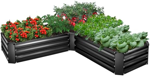 EDOSTORY Hochbeet-Gartenbeet, verzinkter Übertopf, hohe Hochgartenkästen, Outdoor, große Metall-Hochbeete für Gemüse, Blumen, Kräuter, 1,5 x 1,5 x 0,3 m