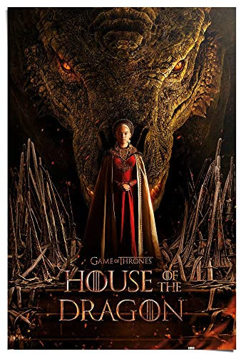 REINDERS Poster, House of the Dragon - dragon throne, Teenager Zimmer, Poster, Wanddeko, Room Decor, 150 gr. glänzend Bilderdruckpapier, Rot, 91,5x61cm
