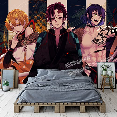 Papier peint 3D personnalisé Anime Demon Slayer Kimetsu No Yaiba Wall Murals Tanjirou Nezuko Papier peint chambre Cosplay Studio Art mural 500 cm (l) x 300 cm (H)
