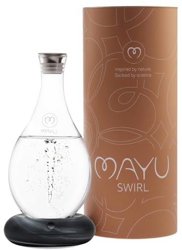 MAYU Water Swirl Onyx– Edle Wasserkaraffe aus 100% Borosilikatglas mit natürlicher Wirbelbewegung, handgefertigtem Porzellan, 1,5 Liter, mit Deckel, Schwarz, perfekt für Wasser und Getränke.