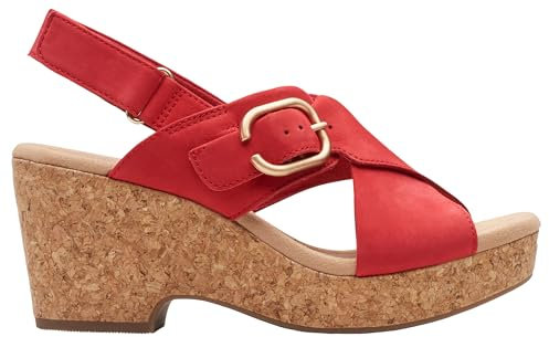 Clarks Damen Giselle Dove Sandale, Cherry Nubuck, 40 EU