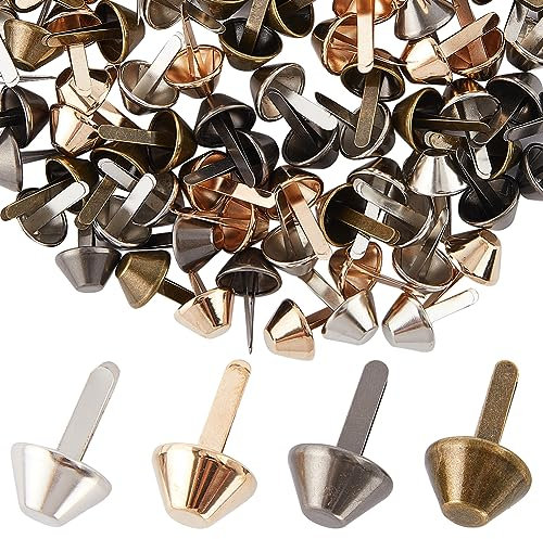 GORGECRAFT 100Stk 4 Farben Untere Nieten Taschenfüße Kegelnieten 17x10mm Pilzspitzen Nieten Nagelköpfe Metallstifte Splinte Für Lederhandwerk Handtaschen Taschenherstellung Kleidung Schuhdekoration