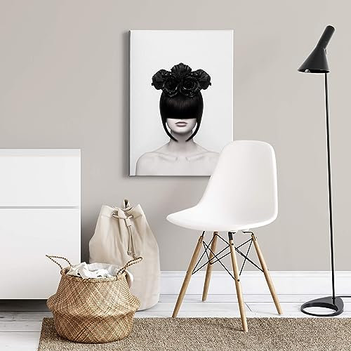 A.S. Création Leinwandbild Frau abstrakt Kultur - Kunstdruck schwarz weiß - 50x70 cm Hochformat - moderne Wanddekoration Schlafzimmer Wohnzimmer Küche - Bild auf Keilrahmen