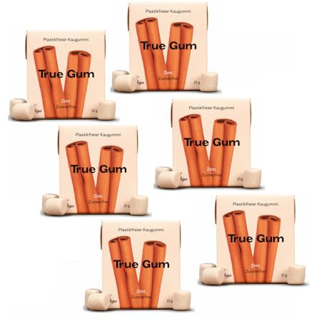 True® | Chewing Gum Senza Zucchero Cannella | Gomme da Masticare alla Cannella | Astuccio Chewing Gum Cannella - 6 x 21 Gr
