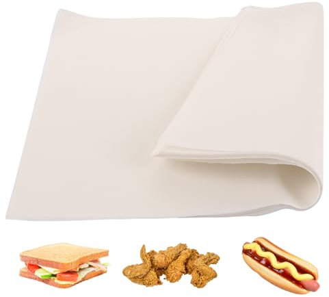 APACALI 500 hojas de papel de pan mantequilla, 28 x 38 cm, papel de queso, papel encerado para alimentos, papel de pan blanco, resistente al agua y al aceite, papel de horno antiadherente para