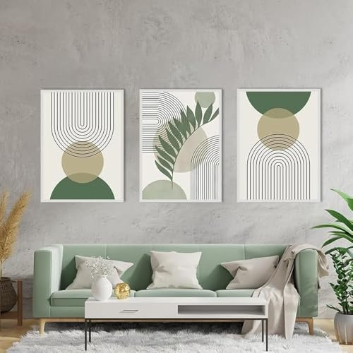 QPLGTU Geometrisches Poster-Set, Abstrakte Bilder Von Blumen Und Pflanzen, Gedrucktes Poster Für Wohnzimmer Hintergrund Wanddekoration, Rahmenlos (Stil 10,40x60cm*3)