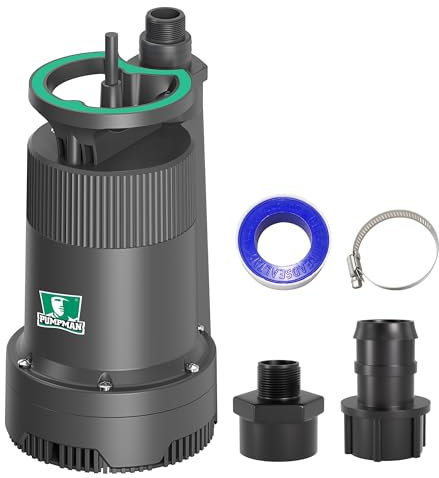1/4HP Portable Water Pump, 2110GPH Submersible Utility Pump with 3/4” Garden Hose Check Valve Adapter Electric Sump Pump, 120V, Removal for Pool Draining Basement Hot Tubs Garden
