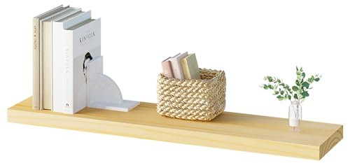 eSituro Wandregal Holz, Regal Wand, Hängeregal, Schweberegal, Regalbrett 80x19x3,5 cm, Wand Regal, für Küche Wohnzimmer Schlafzimmer, Wandboard mit unsichtbarer Halterung, Holzoptik