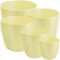 PECZEKO Lot de 5 Pots de Fleurs Mats 12/14/16/18/20 cm en Plastique pour Grandes et Petites Plantes Jaune