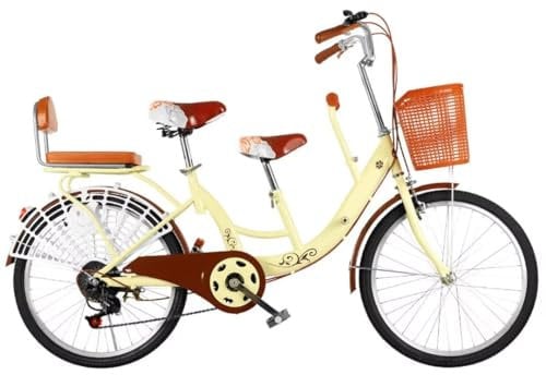 Eltern-Kind-Fahrräder,Tandem-Pendlerfahrrad mit Vorder- und Rücksitzen,6-Gang-Hybridfahrräder mit variabler Geschwindigkeit für Damen, Erwachsene, Rücksitz mit Schwammrückenlehne und Beinschutznetz