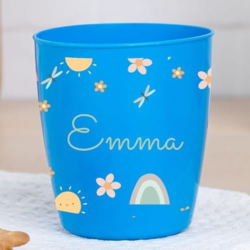 Wanapix | Vaso de Plástico Personalizado para Niños | Vuelta al Colegio/Guardería | Vaso Infantil con Nombre | Plástico Irrompible sin BPA | 300 ml | Sol