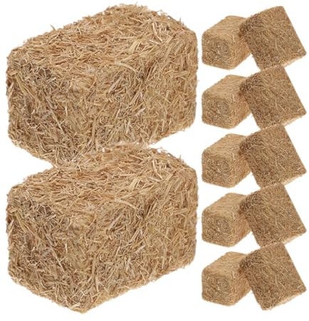 UPKOCH 12pcs Mini Hay Bales, Miniature Straw Hay Tiny Simulation Fake Hay Small Decorative Hay for Mini House Garden Decoration Diy Autumn Harvest Craft
