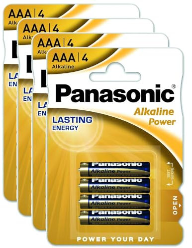 PANASONIC - Juego de 4 blísteres de 4 pilas alcalinas Power Bronze LR03 AA de 1,5 V