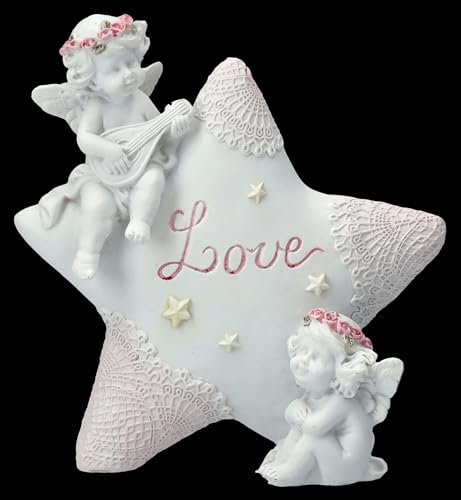 Engel Figur Putten mit Stern Love - Cherub 12 cm Deko Engelchen Liebe