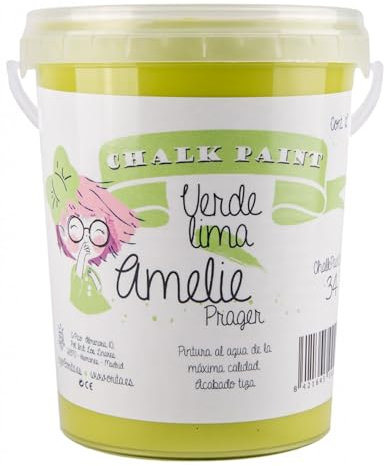 IberNorma Amelie Prager 1 Litro Pintura a la Tiza para muebles, Chalk paint para decoración y manualidades en madera 1L (34 Verde Lima)