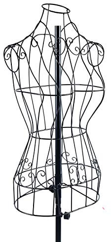 DSYOGX Schneiderpuppe Kleiderständer Schwarz Metall Büste Vintage Schaufensterpuppe aus Eisendraht Verstellbar Höhe: 140-160cm, für die Präsentation von Leichter Damenbekleidung