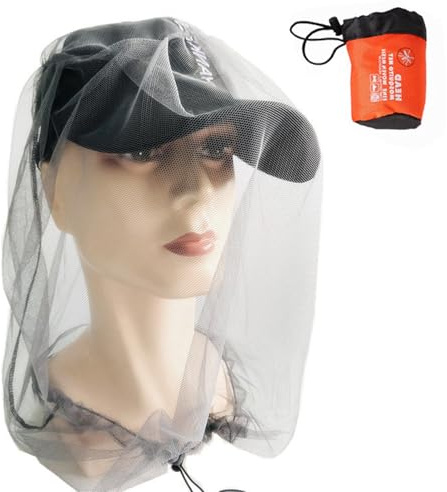 Mosquitera de Cabeza Cubierta, 2 Piezas Mosquito Head Net, Protección de Malla para Cara Cuello contra Insectos, Máscara de Mosquito para Exteriores Senderismo Pesca Camping Escalada y Caminar(Gris)