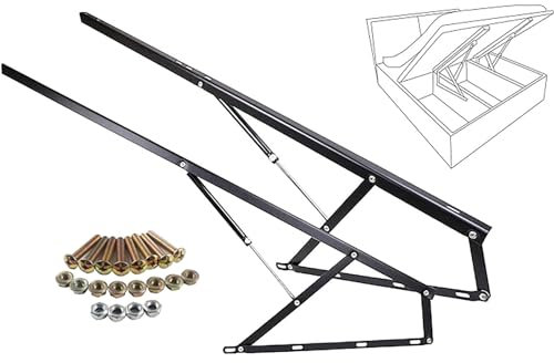 ROFBIHG 2 Stück Bettkastenscharniere, Liftbeschlag Klappenbeschlag Feder Klappenhalter Hebescharnier,Pneumatische Bett Hebemechanismus, Klappbett, Sofa-aufbewahrung, Platzsparend, 6 Größen(900mm)