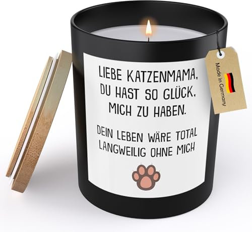 22Feels Katzenmama Geschenk Frauen Spruchkerze Wie Mich Zu Haben Katze Sojawachs Kerze im Glas Cat Mom Katzenbaby Handgemacht mit Spruch Duft Deko Vegan Nachhaltig - ZITRUS