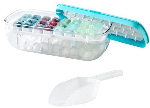 Betty Bossi - Eiswürfelform mit Aufbewahrungsbox - Müheloses Auslösen - für 48 Eiswürfel - Ideal für dekorative Eiswürfel - Silikon Kunststoff - Lebensmittelecht