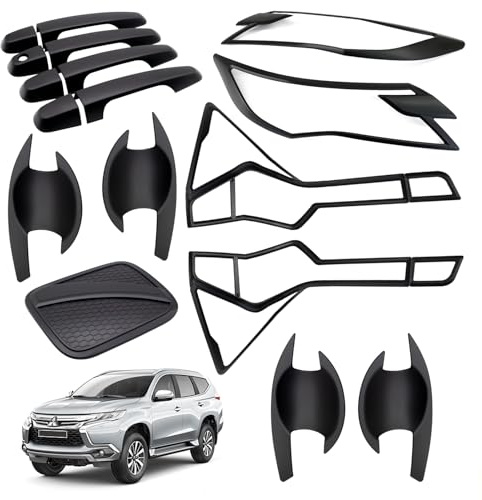 JHCHAN Body Kits for Mitsubishi Shogun Sport, 2015-2024 Mitsubishi Shogun Sport Accessories, Mitsubishi Pajero Sport Exterior Car Light Guard Side Door Handle Cover Protector Trim Assembly 19PCS