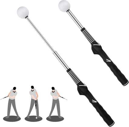 Retractable Golf Training Aid, Practical Swing Trainer Portable Golf Grip Training Aid Stretchable Golf Alignment Sticks for Indoor Practice Warm-up Tempo Chipping Hitting Training (Black)