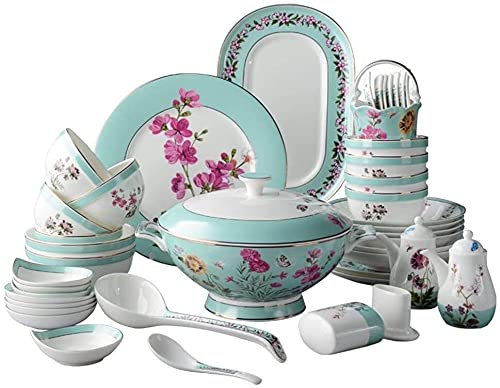 HAVVMK Juego de vajilla de Porcelana de Estilo Chino de 60 Piezas, Juego de postres de Comedor Vintage, vajilla de Porcelana de Hueso