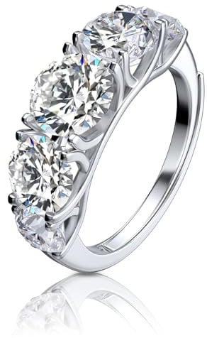 Aolcev Ring Damen Ringe Silber 925 Damen 3.6Karat Engagement Ringe Offen Verstellbar Sterling Silber Daumenring Damen Eheringe Versprechen Mit Zirkonia Frauen Schmuck Promise Ring für Verlobungen