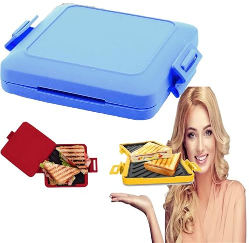 Microwave Toastie Maker 2024 New Microwave Toastie Sandwich Maker Sandwich Maker Non-stick Coating, Heatwave Technology with Adjustable Silicone Straps,No Electricity,Wireless ﻿ (blue)