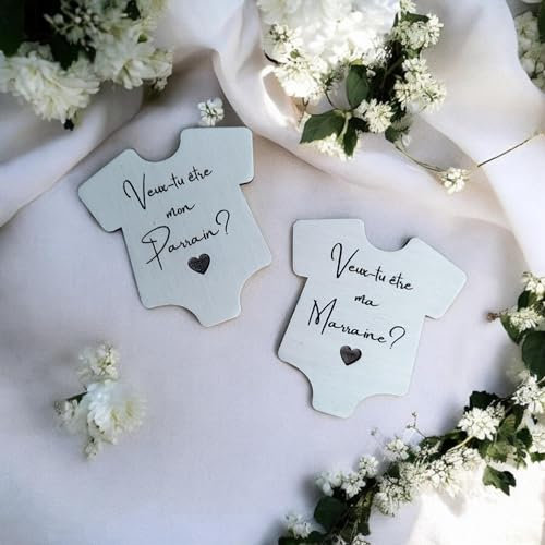 Lot de magnets body en bois annonce demande parrain et marraine - Cadeau parrain marraine demande original