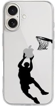 Blingy's Schutzhülle für iPhone 16, lustiges Basketballspieler-Muster, cooles Sport-Design, transparent, weiches TPU, transparent, 15,5 cm (6,1 Zoll) (Basketball)