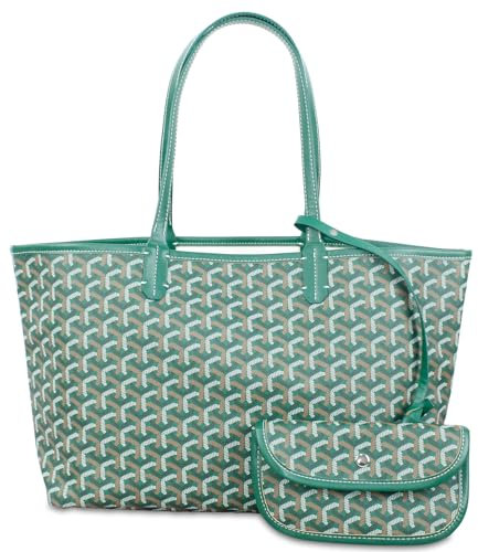 BAN Bulshan Damen Tote Bag & Portemonnaie Set – Designer Handtasche aus veganem Leder – Leicht, Kratzfest & Offener Design – Perfekt für Shopping, Reisen, Strand & Camping, Große, Green