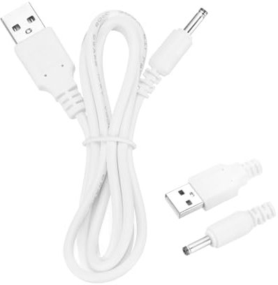 QUARKZMAN Câble d’alimentation USB vers DC 2A 5V Cordon d’alimentation DC 3.5mmx1.35mm Jack Connecteur de charge Adaptateur Pour Ventilateur Appareil photo Téléphone Tablette (3.3ft, Blanc)