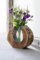 Dekoleidenschaft Vase Wurzelholz aus Holz & Glas, balinesische Handwerkskunst, Glasvase in Holzscheibe, Blumenvase