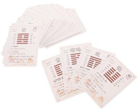 Vaguelly I-ging Kartenset 64 Stück aus Papier für Wahrsagerei | Anleitungsbuch Enthalten, Leicht Verständliche Deutung für Anfänger und Experten, Geeignet für Meditation