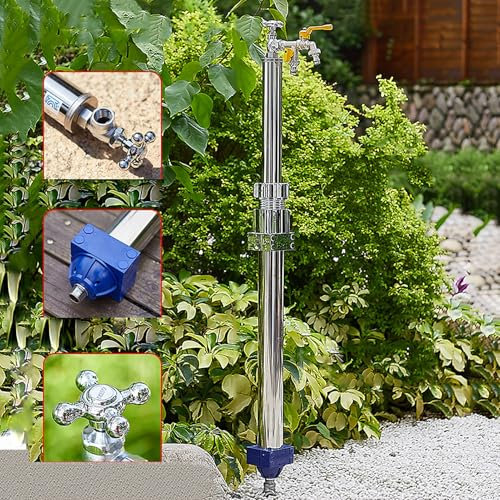 Columna de agua independiente con grifo doble para exteriores, a prueba de congelación, espiga de agua