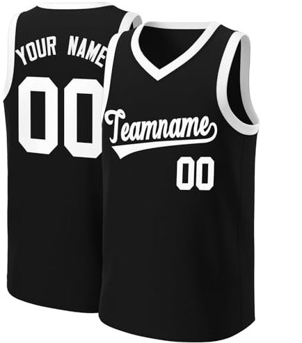Personalisiert Basketball Trikot für Erwachsene Kinder, Basketball ärmelloser Jersey Shirt mit Name Nummer Team, Basketball Sportbekleidung Geschenke für Jungs Herren Mädchen, 3XS~5XL