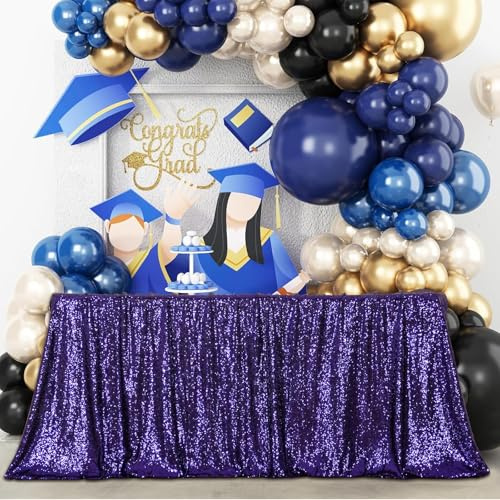 3E Home Purple Sequin Tablecloth,Rectangle Sequin Table Cover for Wedding Halloween Party Banquet 60 X 102 (152cm X 259cm)