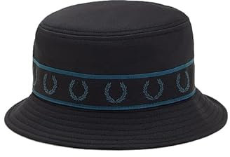 Fred Perry HW5655 Herren HW5655 Fischerhut in Schwarz und Petrolblau, Größe L