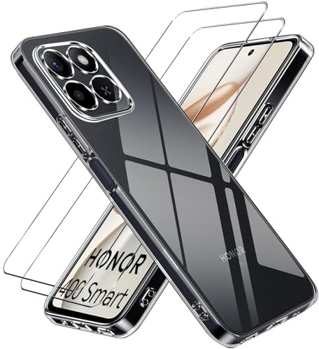 LYJERRY 1Pcs Schutzhülle Kompatibel mit Honor 400 Smart 5G Handyhülle + 2Pcs Schutzglas für Honor 400 Smart 5G Hülle durchsichtig Stoßfest Cover Silikon Handytasche und Displayschutzfolie