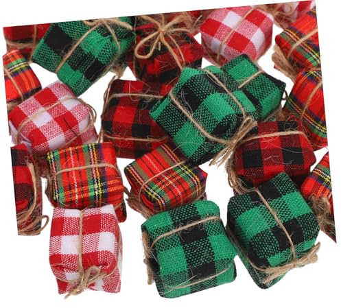 SEWOART 24 Pcs Christmas Box Hanging Decorations Mini Xmas Tree Ornaments Candy Case Pendants for Holiday Parties Home Decor with Fade-resistant Colors and Soft Textile Texture