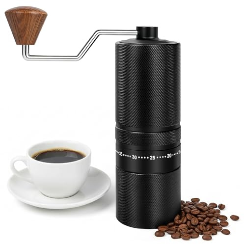 Manuelle Kaffeemühle mit 60 einstellbaren Mahlgraden - Vollmetallische Tragbare Handkaffeemühle mit 28g Kapazität, Edelstahl Konisches Mahlwerk, Ideal für Zuhause Büro Reisen Espresso Pour Over