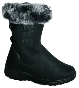 Cushion Walk Thermo-Tex Fur Lined Womens Snow Boots Ladies Snug Warm Fashion Ankle Boots Size 3-8 (Black 1, 6 UK, UK Footwear Size System, Adult, Women, Numeric, Medium, 6)