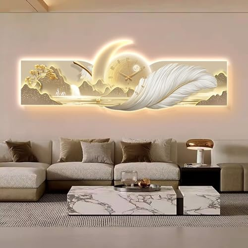 Tqertrtfxa Wandkunst mit warmweißem LED-Licht,Wandbilder zum Einstecken,3D-Wanddekorationen,Geeignet für Wohnzimmer, Schlafzimmer und Flure(A,90cm/35.4in)