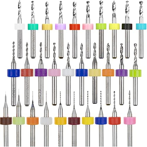 HAAMNING7 PCB Bohrer Bit Set 0.1mm-3.0mm Wolframstahl Micro Spiralbohrer Schaft Spiralflöte CNC Router für Leiterplatten Schmuck Bienenwachs CNC Gravur, 30 Stück